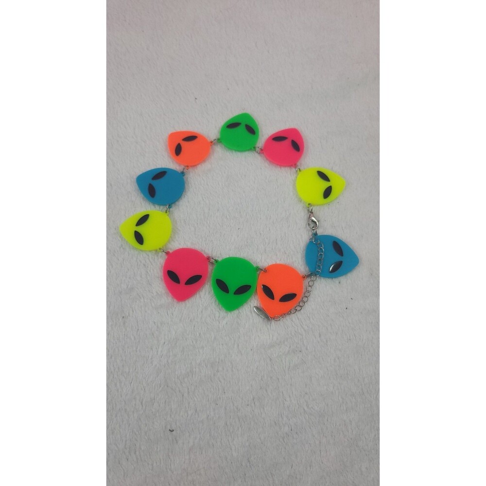 Dolls Kill Give Me Some Space Alien Choker Necklace Multi Color Rave Y2K Neon